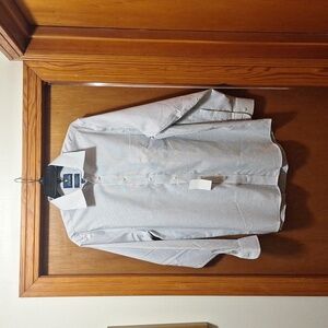 Stafford Long Sleeve Button Down Shirt  Checkered White